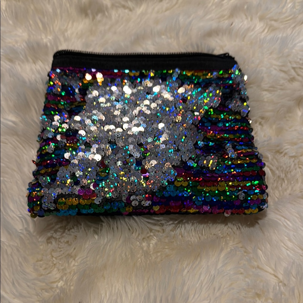 Blue and Green Key Card Holder with Shimmery Sequins